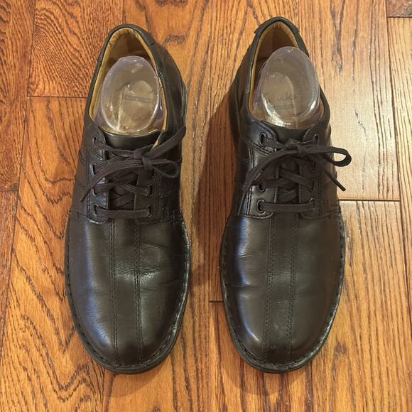 Clarks Touareg Vibe Oxfords Mens 9 Comfort Shoes Black Leather Cushion Ortholite - Picture 2 of 16